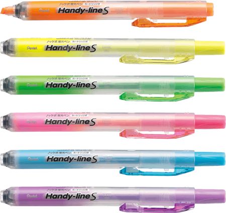 楽天市場】ぺんてる ハンディライン・エス Handy-line S ノック式蛍光