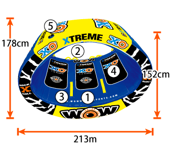 【25日最大P30.5倍】 トーイングチューブ 3人乗り バナナボート / WOW/ワオ：エックスオー エクストリーム [トーイング4点セット]｜ネオネットマリン店