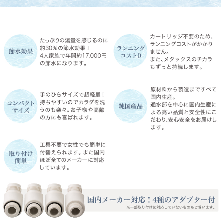 ファイテン シャワーヘッドマイクロバブル 節水シャワーヘッド マイクロバブルシャワーヘッド 日本製 節水 美容 取り付け簡単 軽い 軽量 コンパクト  持ちやすい 子供 子ども 高齢者 | ファイテン楽天市場店