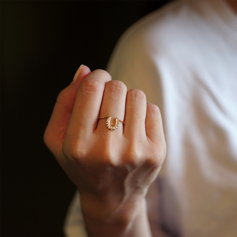 K18 ホースシュー ダイヤモンド リング 馬蹄 蹄 指輪 ring 18k 18金 ゴールド ダイアモンド スキンジュエリー 送料無料 プラチナ可  代引不可 シンプル ラパポート | RAPA