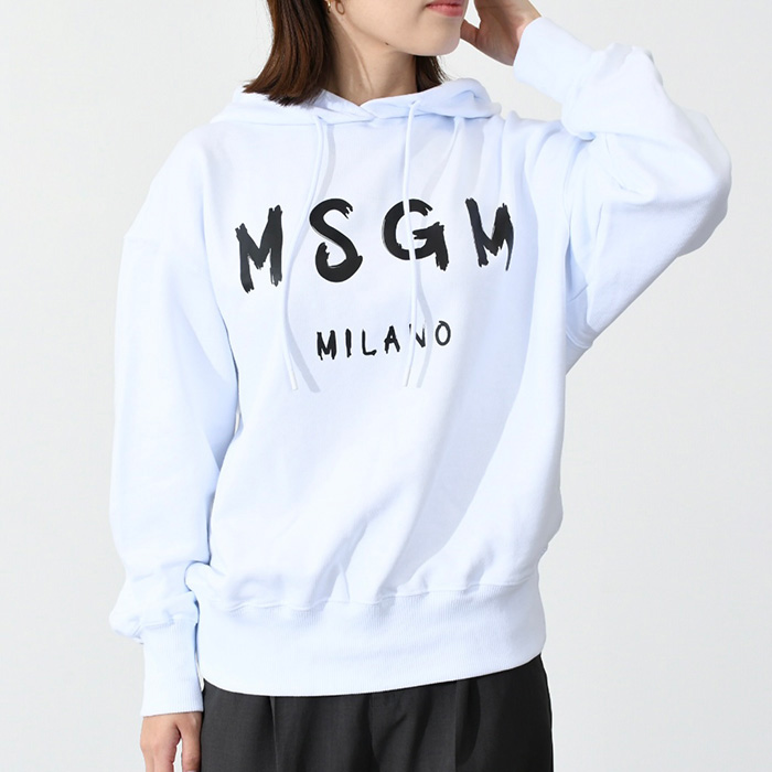 MSGM エムエスジーエム パーカー フーディ ロゴ プリント トレーナー 2000 MDM515 レディース WHITE ホワイト 白 BLACK ブラック 黒 コットン 長袖 ロゴパーカー シンプ