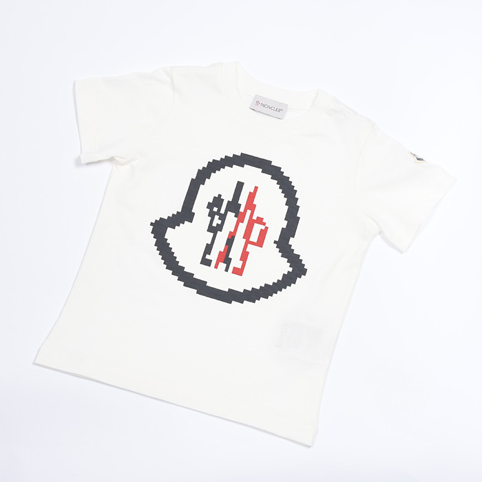 MONCLER モンクレール トップス Tシャツ 8C0000189AFV キッズ 子供 ホワイト 丸首 クルーネック 春夏 半袖 シンプル カットソー ロゴ 人気 おすすめ ギフト プレゼント