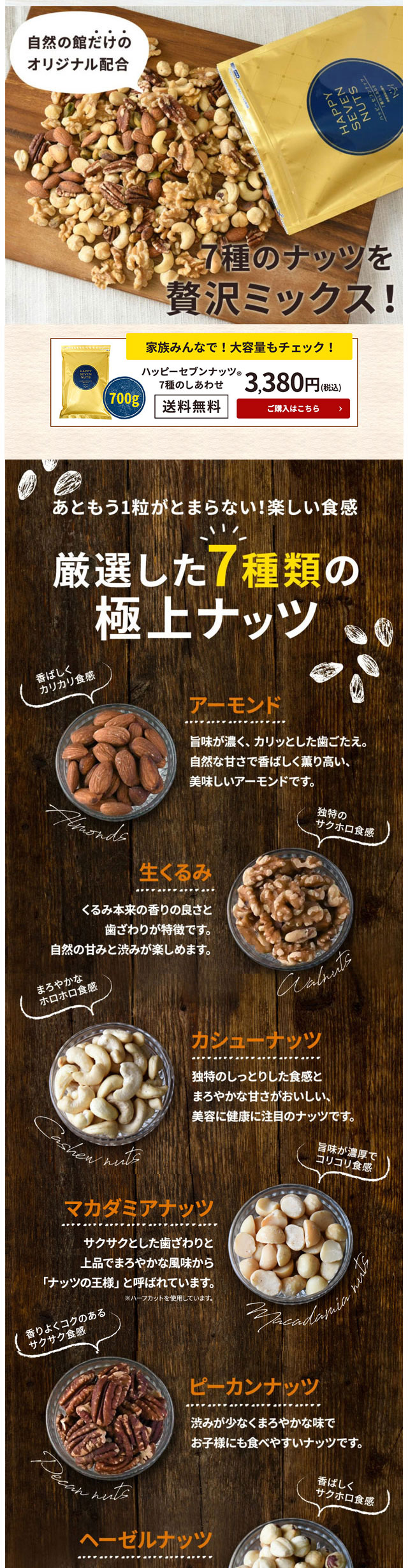 楽天市場】ハッピーセブンナッツ 7種のしあわせ 270g ミックス