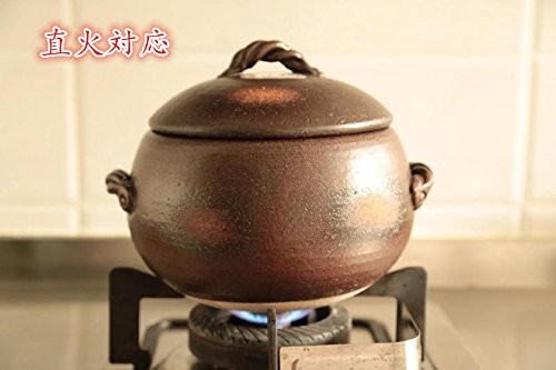 ダルマ型のご飯釜5合炊 黒吹ご飯鍋(一重蓋) 2.4L 土鍋 伊賀ごはん鍋 萬古焼 四日市 万古焼 耐熱陶器 ばんこ焼 ガス炊飯器 栗型 だるま型 3-4人用 直火対応 12-13 09042 日本製